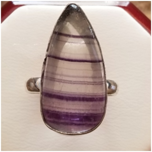 Genuine 8ct Natural Fluorite Ring Size 8 - Picture 2 of 6